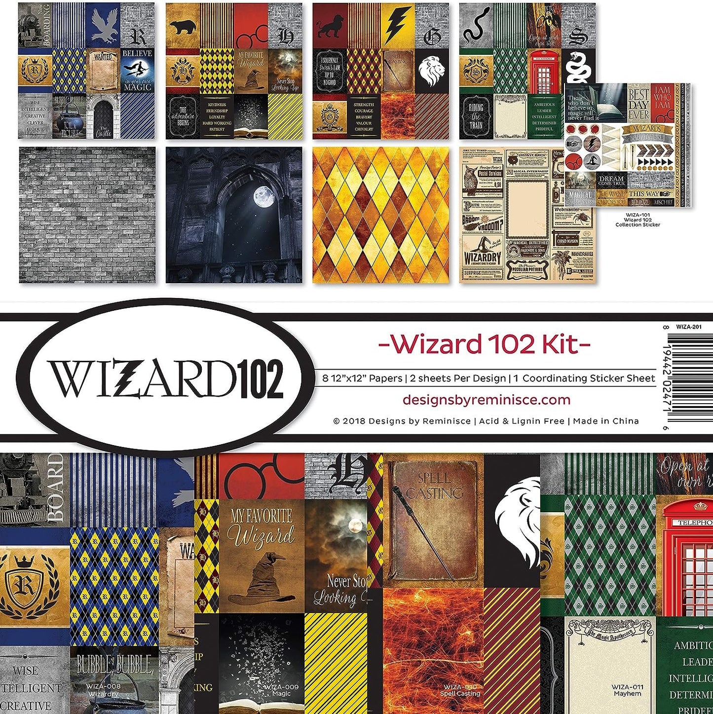 Reminisce (REMBC) Wizard 102 Scrapbook Collection Kit, 12-x-12-Inch, Multi Color Palette