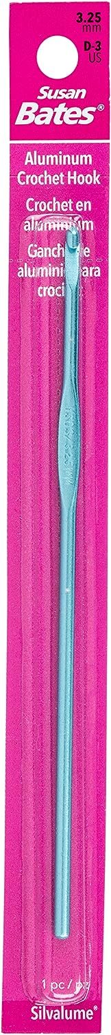 Susan Bates 5-1/2-Inch Silvalume Aluminum Crochet Hook, 9mm, Blue (Parent)