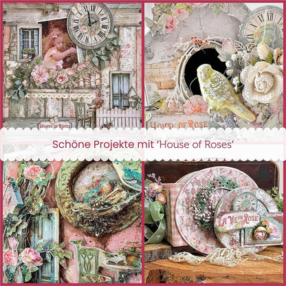 STAMPERIA INTERNATIONAL, KFT PAPER PAD 8X8 10PK HOUSE ROSE, 20.3 x 20.3 (8" x 8"), Multicoloured