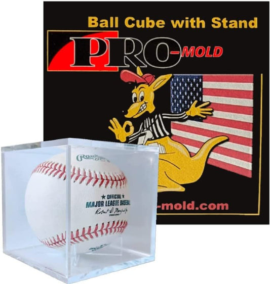 Pro-Mold Made in USA Baseball Cube Stand with 25+ Year Certified UV Protection (Crystal Clear, Ball Not Included)