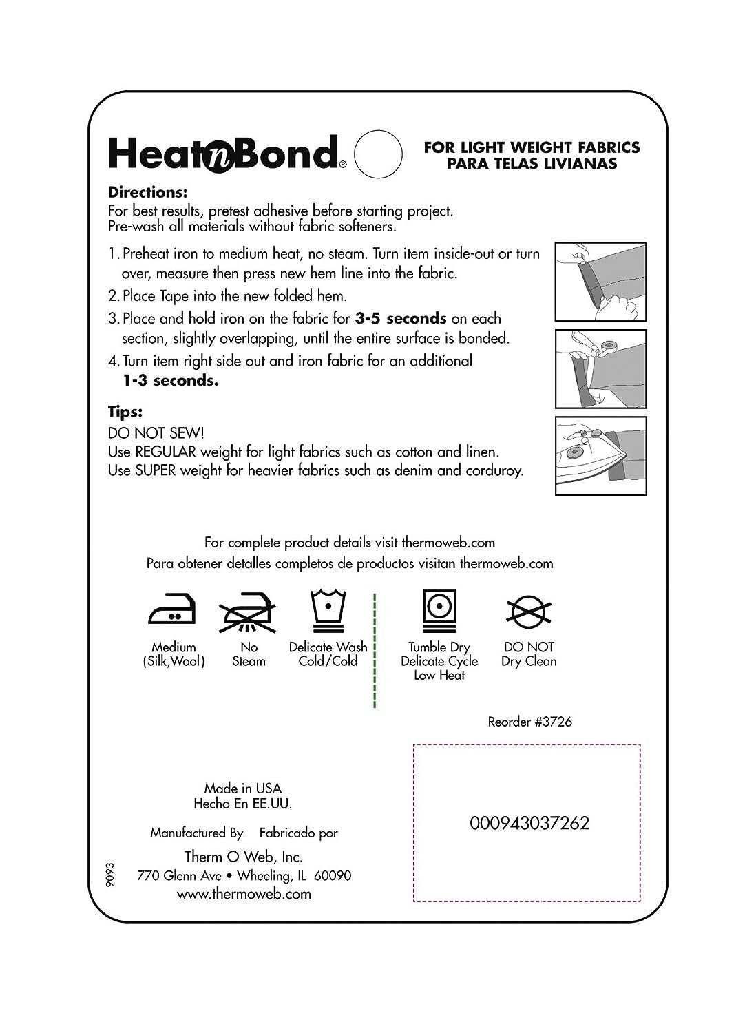 HeatnBond Hem Iron-On Adhesive, Regular Weight, White