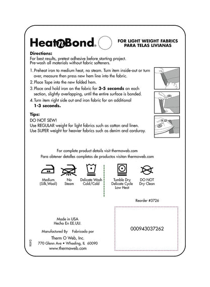 HeatnBond Hem Iron-On Adhesive, Regular Weight, White