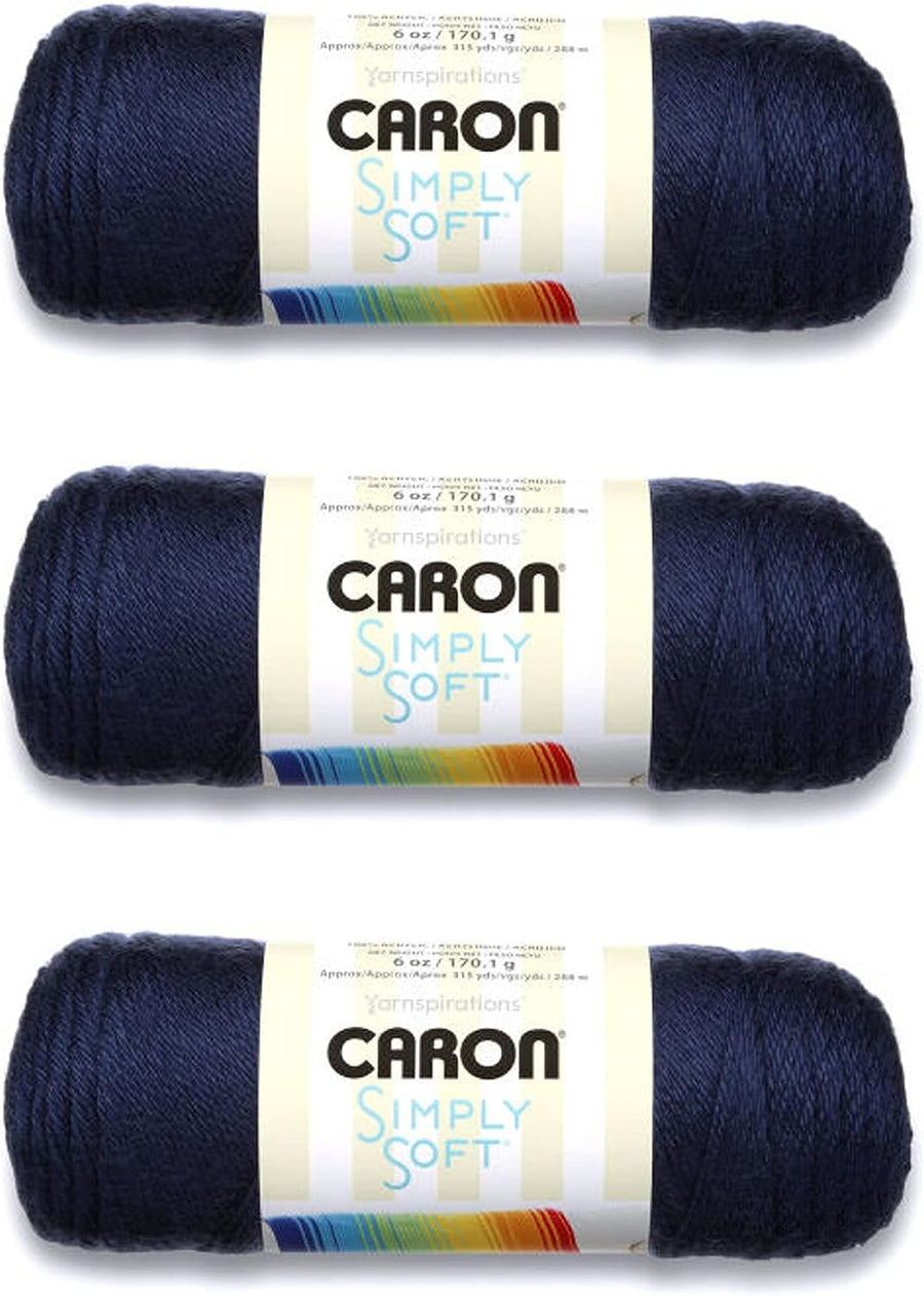 Caron Simply Soft Dark Country Blue Yarn - 3 Pack of 170g/6oz - Acrylic - 4 Medium (Worsted) - 315 Yards - Knitting, Crocheting & Crafts