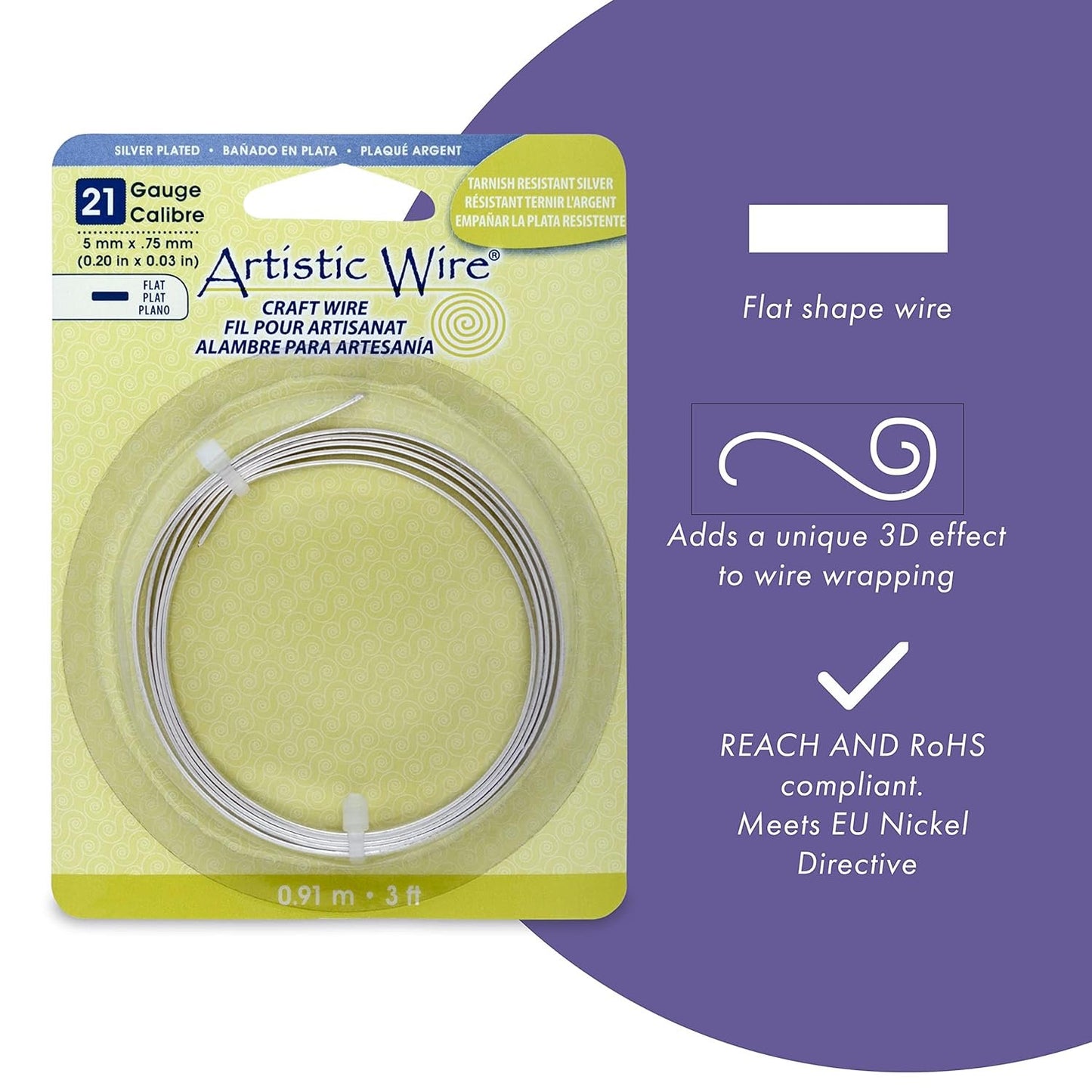 Artistic Wire Flat Wire - 21 Gauge, 3mm 5mm Copper Craft Wire for Jewelry Making, Bendable for Armature Sculpting, Dead Soft for Bezels and DIY Wrapping Wire