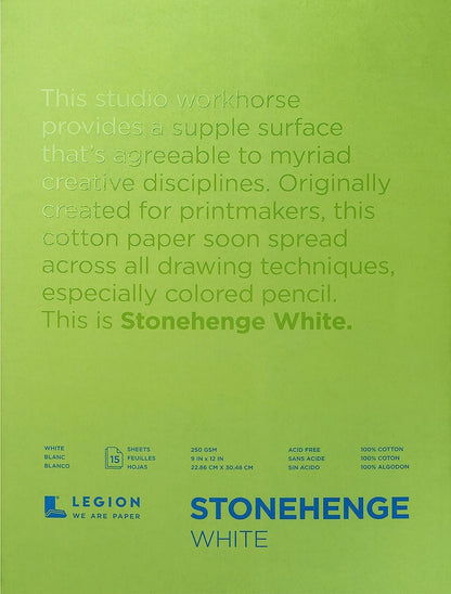 Legion Stonehenge Pad, 9 X 12 inches, White, 15 Sheets (L21-STP250WH912)