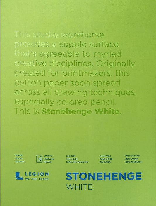 Legion Stonehenge Pad, 9 X 12 inches, White, 15 Sheets (L21-STP250WH912)