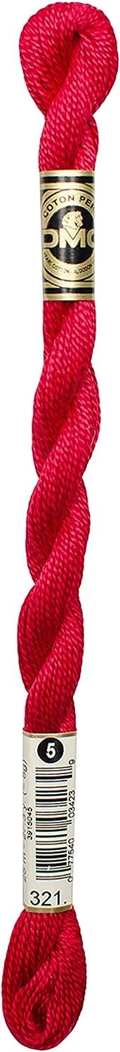 DMC 115 5-321 Pearl Cotton Thread, Red, Size 5