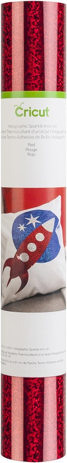 Cricut Holographic Sparkle Iron, 12" x 24", Red