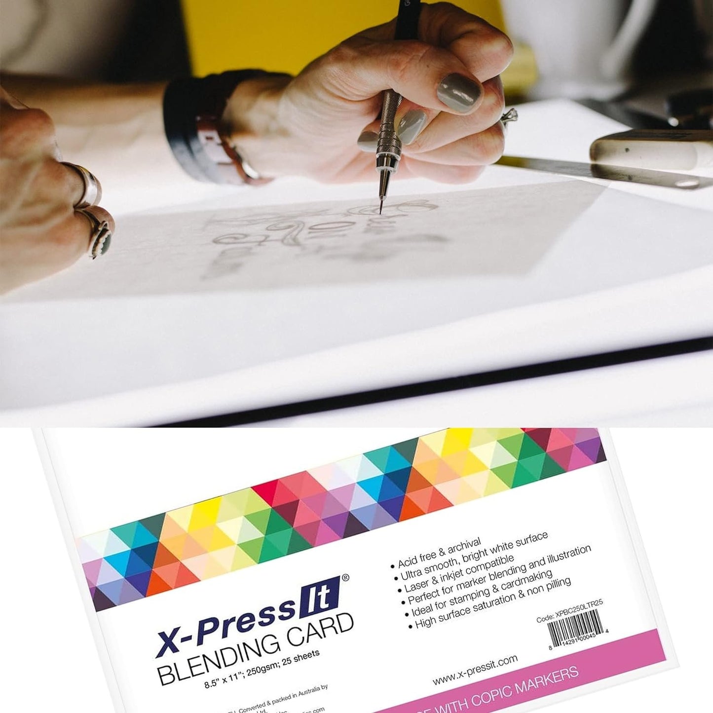 Blending Card Paper Bright White 8.5” x 11” 25 Sheets