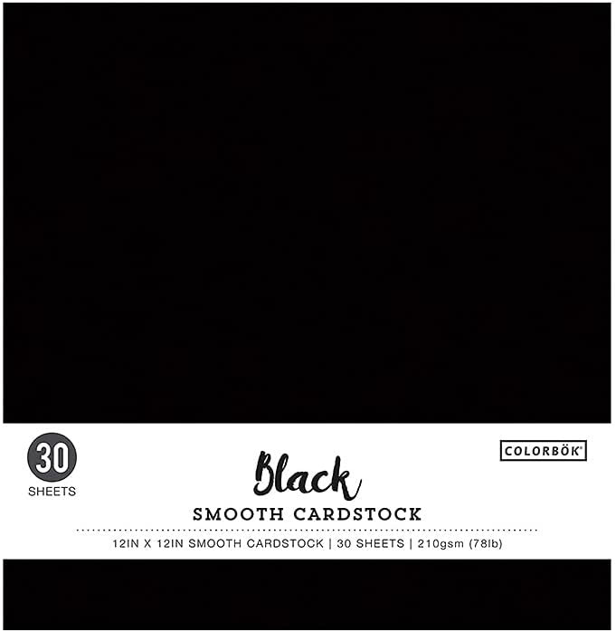 Colorbok Black 12x12in Smooth Cardstock