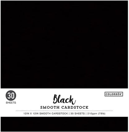 Colorbok Black 12x12in Smooth Cardstock