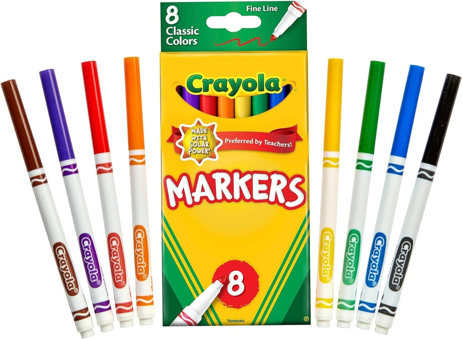 Crayola Original Marker Set, Fine Tip, Assorted Classic Colors, Set of 8, Model:58-7709