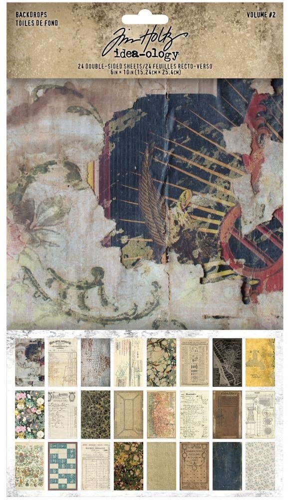 Tim Holtz Backdrops 2021 Set - Backdrops Volume #1 and Volume #2 - 6x10 Decorative Papers