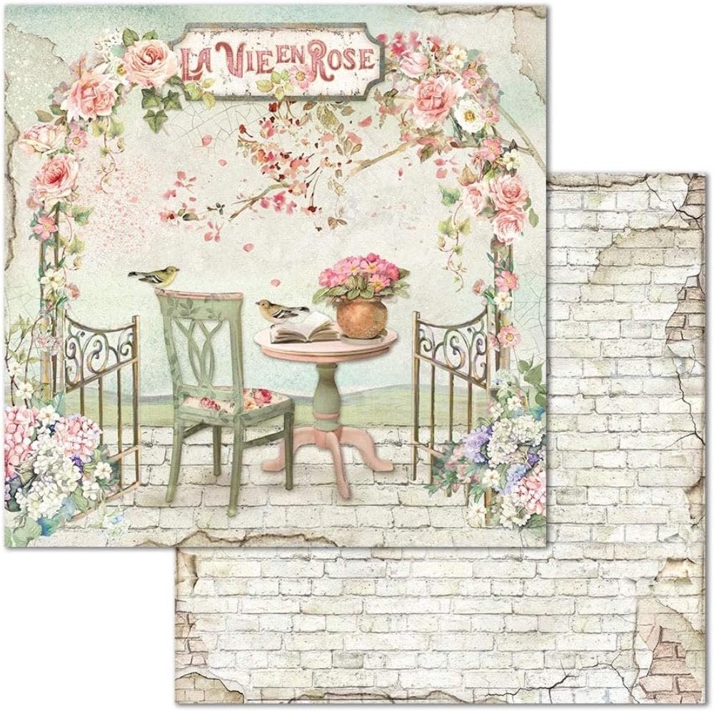 STAMPERIA INTERNATIONAL, KFT PAPER PAD 12X12 10PK HOUSE ROSE, 30.5 x 30.5 (12" x 12"), Multicoloured