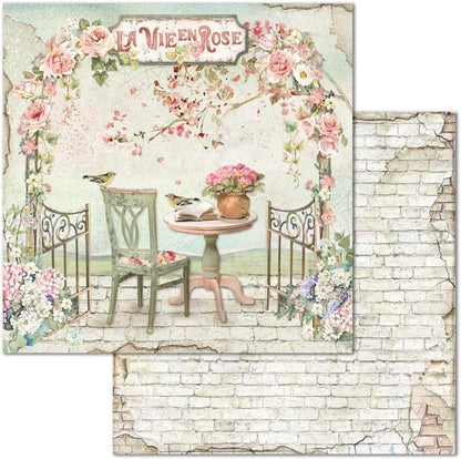 STAMPERIA INTERNATIONAL, KFT PAPER PAD 12X12 10PK HOUSE ROSE, 30.5 x 30.5 (12" x 12"), Multicoloured