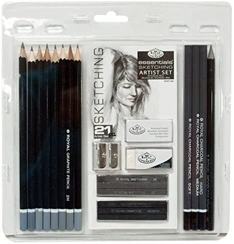 Royal & Langnickel Essentials Sketching Pencil Set, 21-Piece with Strathmore Series 400 Sketch Pads 9 in. x 12 in. - pad of 100