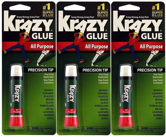 Krazy Glue Elmer's Original Crazy Super Glue All Purpose Instant Repair, 3 Piece