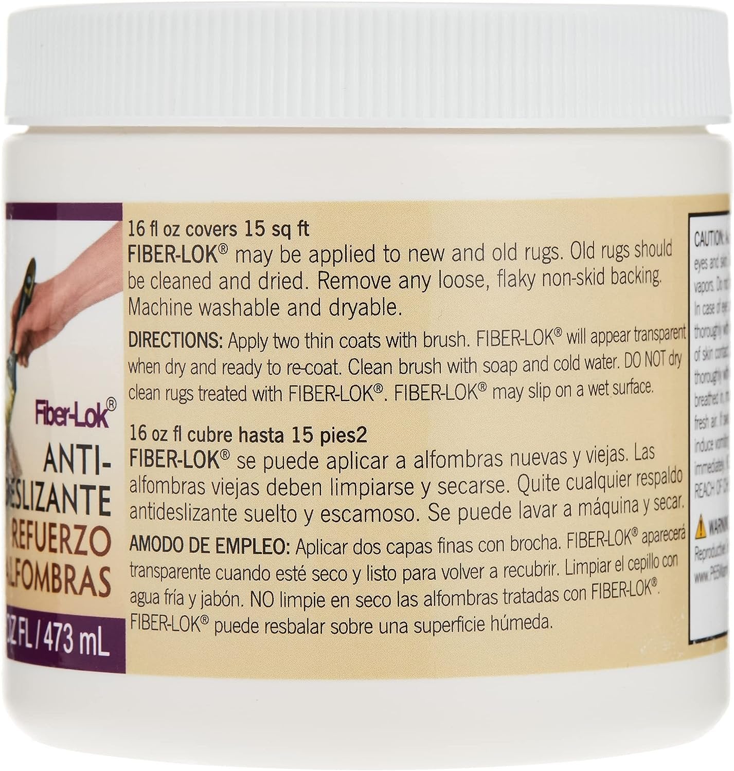 Environmental Technology Fiber-Lok Non-skid Backing (16 oz) Anti-Slip Natural Rubber Coating for Kitchen Rugs, Hardwood Floor Mats, Slippers, Runners, Carpets |Non-stain Machine-Washable Area Grippers