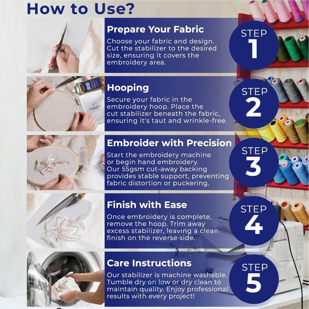 Odif 505 Fabric Adhesive Spray (7.2oz 3pk) with Embroidery Stabilizer (55gsm 10yds x 10in) - Fabric Stabilizer 505 Spray with Hand Embroidery Compatible Cut Away Stabilizer for Machine Embroidery