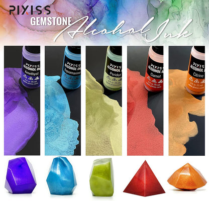 PIXISS Alcohol Ink Set of 5 - Shimmering Gemstone Hues