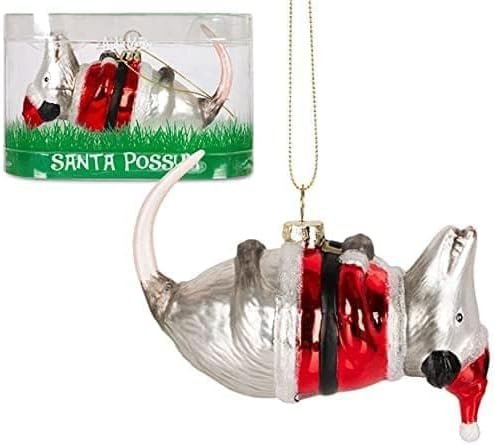 Mcphee Archie Santa Possum Hand-Blown Glass Ornament