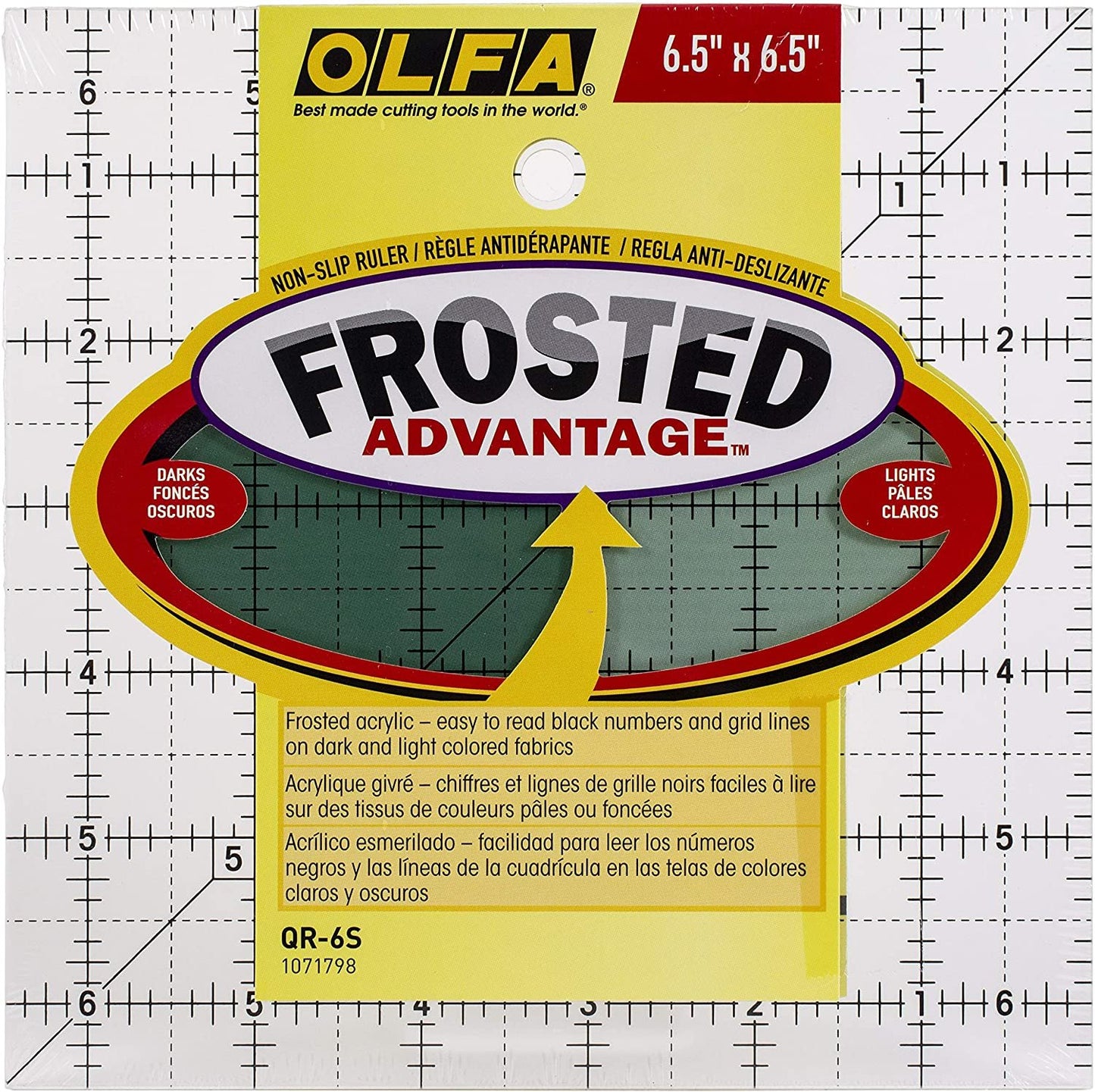 OLFA 1071798 QR-6S 6-1/2-Inch Square Frosted Advantage Acrylic Ruler