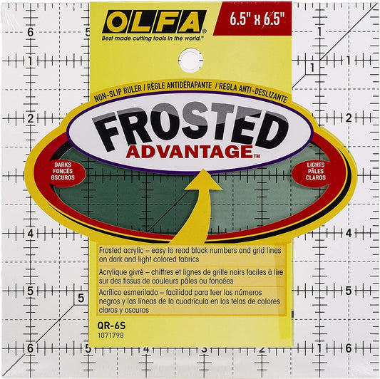 OLFA 1071798 QR-6S 6-1/2-Inch Square Frosted Advantage Acrylic Ruler