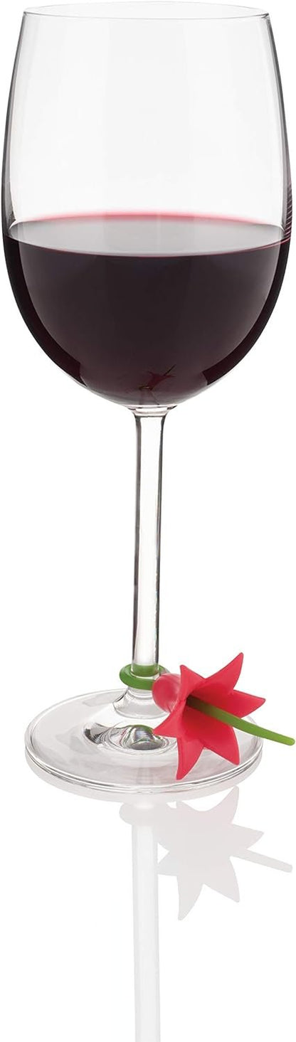 Trudeau Duo Tone Floral Wine Charms, Multicolor, Set of 12