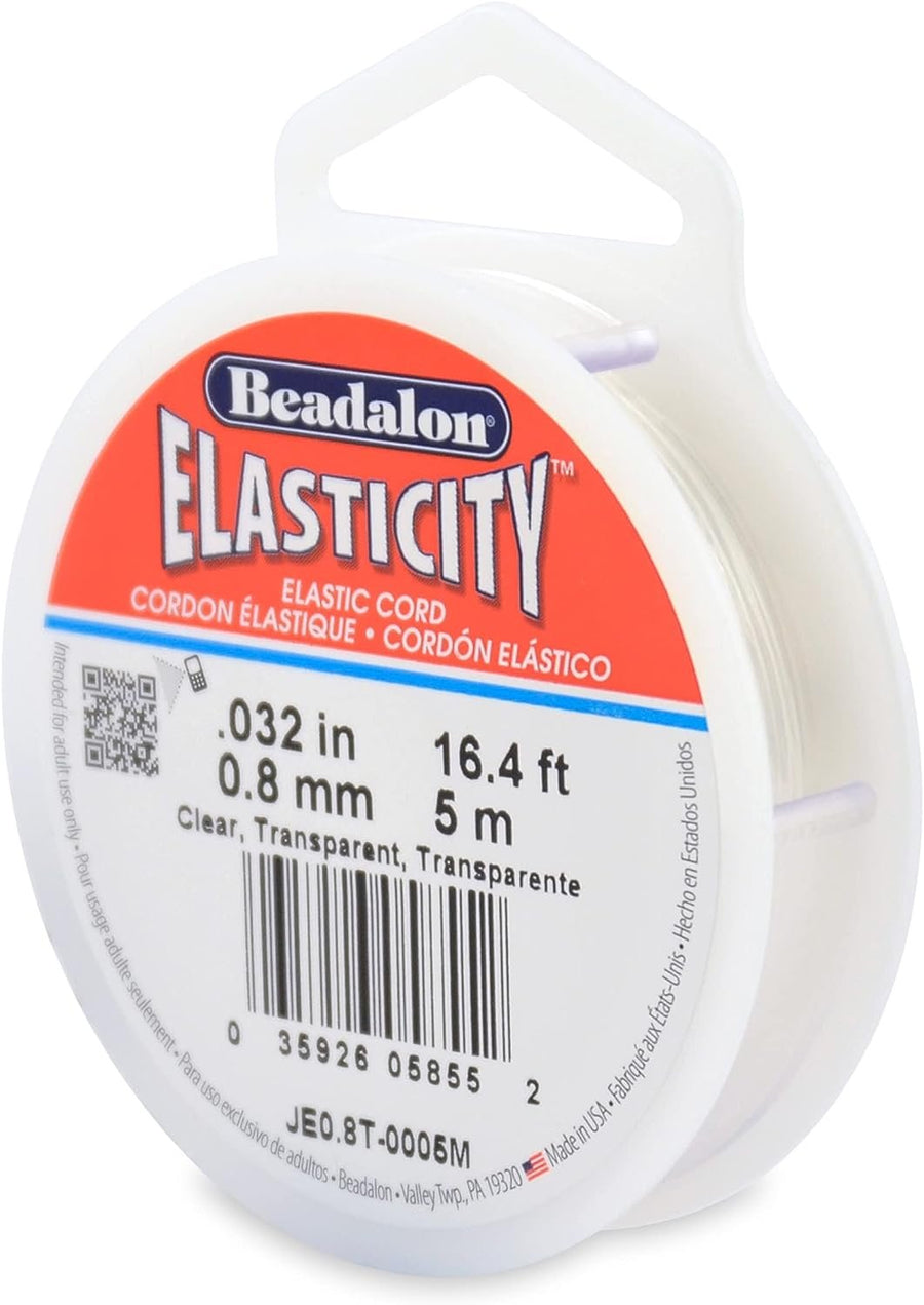 Beadalon Elasticity Stretch Cord, 0.5 mm / .020 in, Satin Silver, 5 m / 16.4 ft