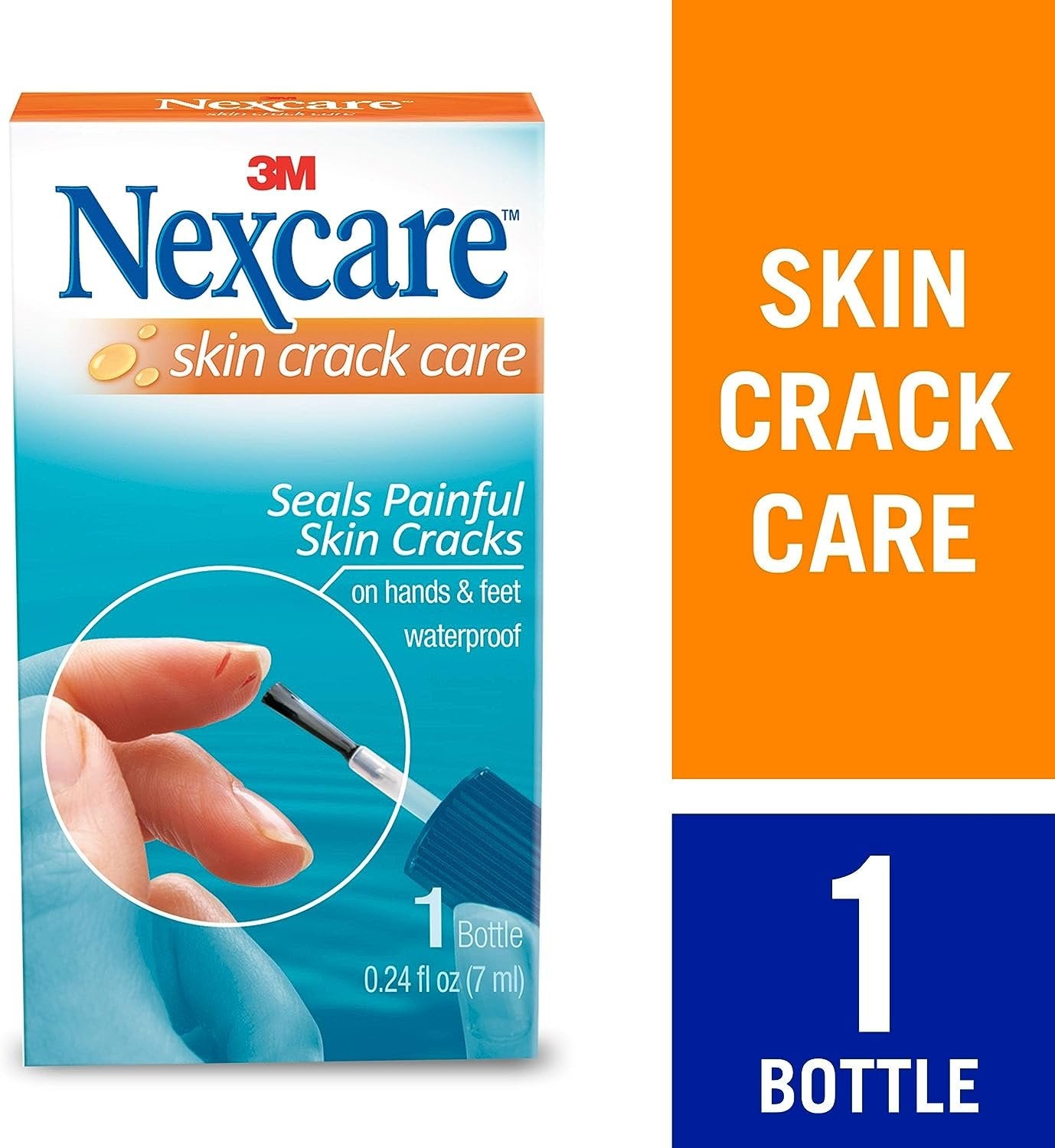 Nexcare Skin Crack Care, Skincare Solution for Cracked Skin, Keep in First Aid Kit - 0.24 fl oz Bottle