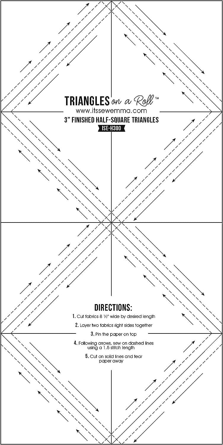 Triangles On A Roll 3in Half Square 50ft Template, 3"