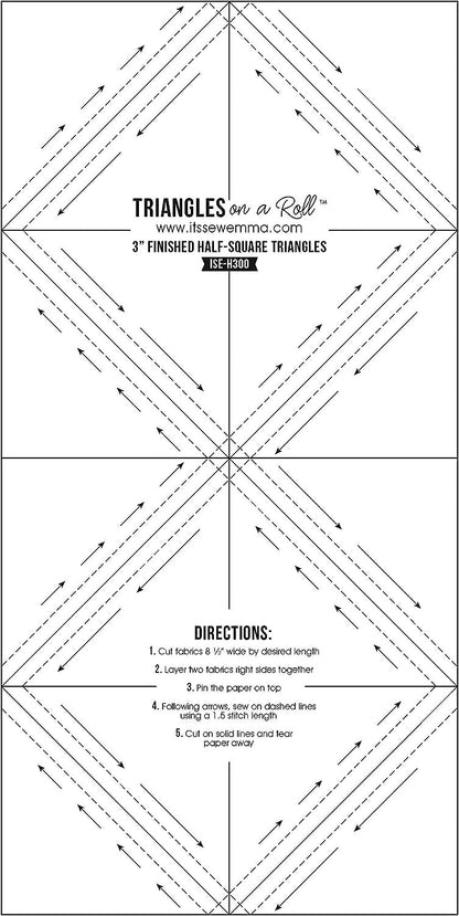 Triangles On A Roll 3in Half Square 50ft Template, 3"