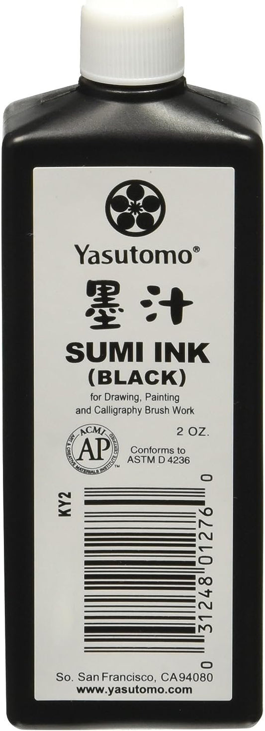 Yasutomo Sumi Ink Japanese Bokuju Black 2 oz