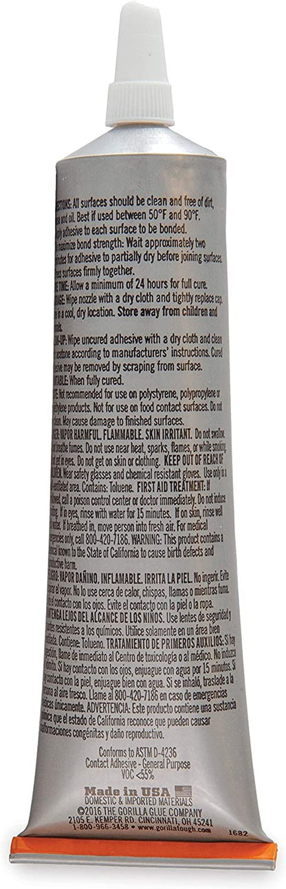 Gorilla Clear Grip Contact Adhesive, Waterproof, 3 Ounce