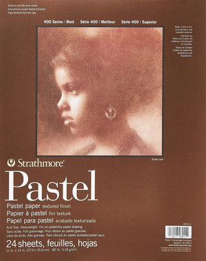 Strathmore 400 Series Pastel Pad, Assorted Colors, 11"x14" Glue Bound, 24 Sheets