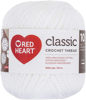 Coats Crochet Red Heart Classic Crochet, Thread White Size 10