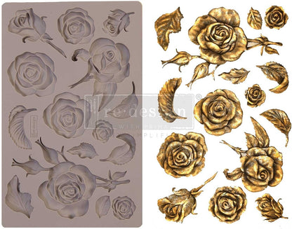 Redesign with Prima Redesign Furniture Decor Moulds® Fragrant Roses 5"x8",8Mm Thickness for Funiture Dresser, Chocolate,Cake,Candy,Backery,Soap,Polymer Clay, earthen Clay