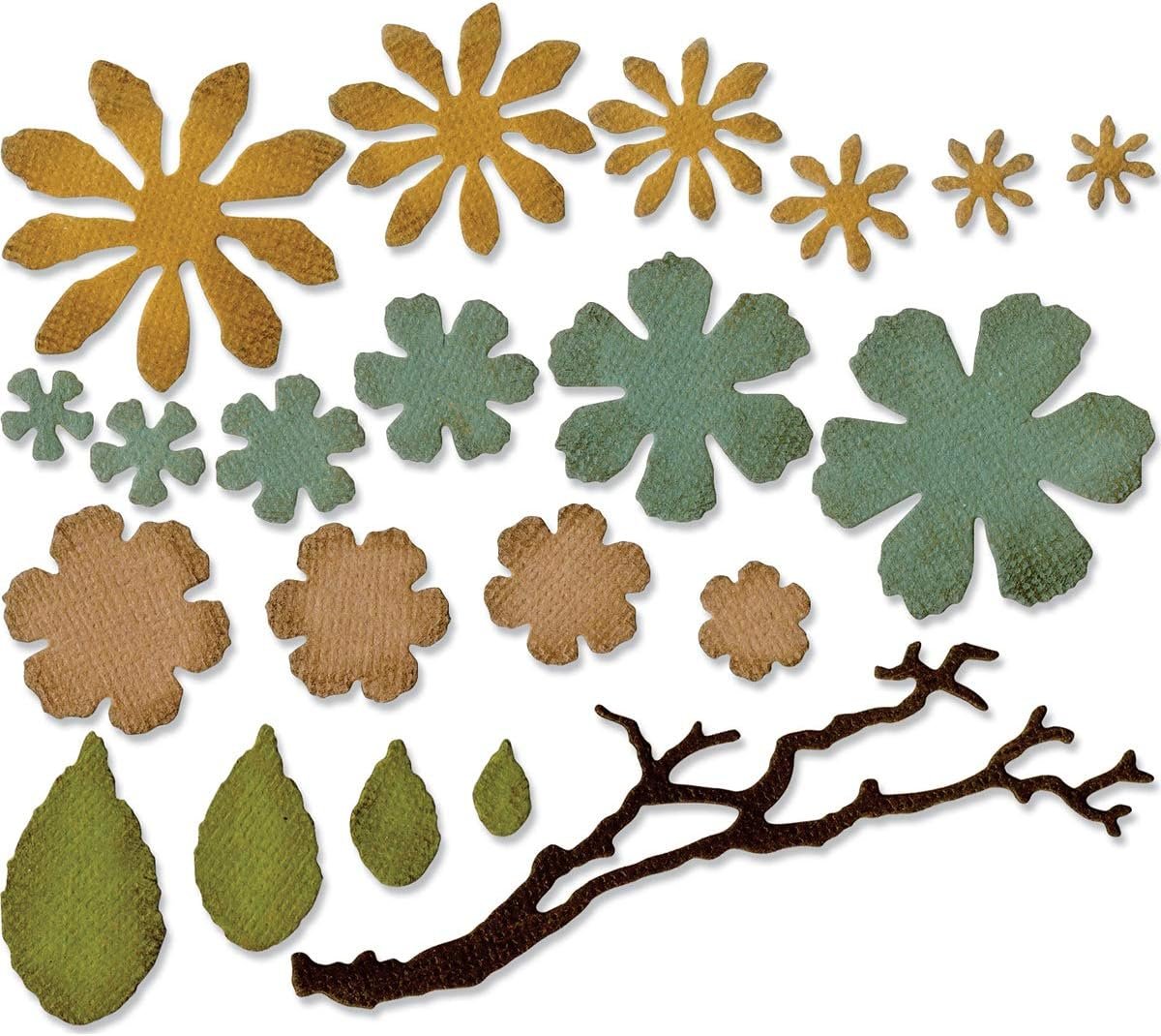 Sizzix, Multi Color, Thinlits Die Set 661806, Tattered Florals by Tim Holtz, 21 Pack, One Size (SIZ661806)