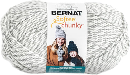 Bernat Big Ball Chunky Solid Yarn, 14 oz, Gauge 6 Super Bulky, 100% Acrylic, Grey Ragg
