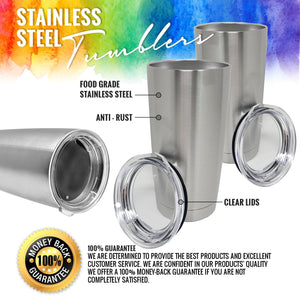 PIXISS 20oz. Stainless Steel Tumblers - 25 Pack