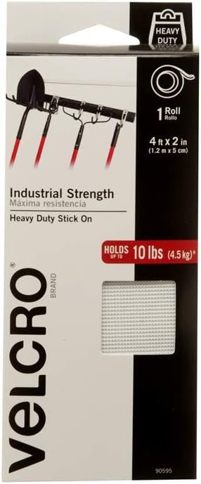 VELCRO Brand - Industrial Strength | Indoor & Outdoor Use | Superior Holding Power on Smooth Surfaces | Size 4ft x 2in | Tape, Black - Pack of 1, (Model: 90593)