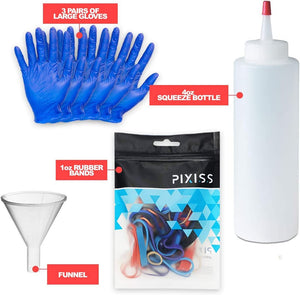 Rit Dye Liquid Synthetic Graphite All-Purpose Dye 8oz, Pixiss Tie Dye Accessories Bundle with Rubber Bands, Gloves, Funnel and Squeeze Bottle