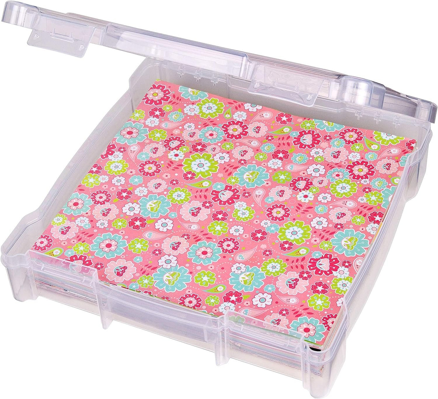 ArtBin 6912AB Essentials One-Compartment 12" x 12" Box, Art & Craft Organizer, [1] Plastic Storage Case, Clear, 14.125" x 13.625" x 3"