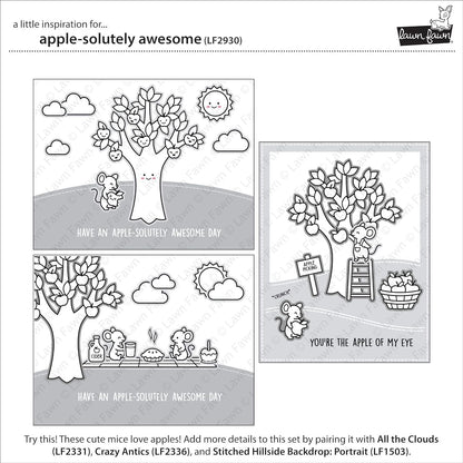 Lawn Fawn LF2930 Apple-Solutely Awesome 4X6 Clear Stamp Set