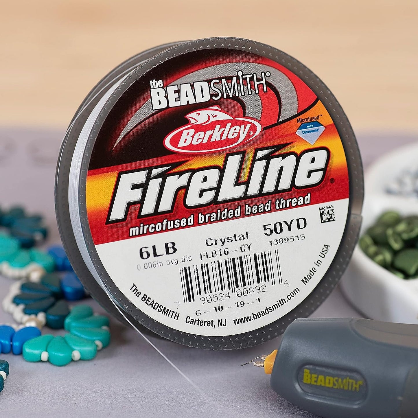 The Beadsmith Fireline by Berkley – Micro-Fused Braided Thread – 6lb. Test.006”/.15mm Diameter, 50 Yard Spool, Crystal Color – Super Strong Stringing Material for Jewelry Making and Bead Weaving