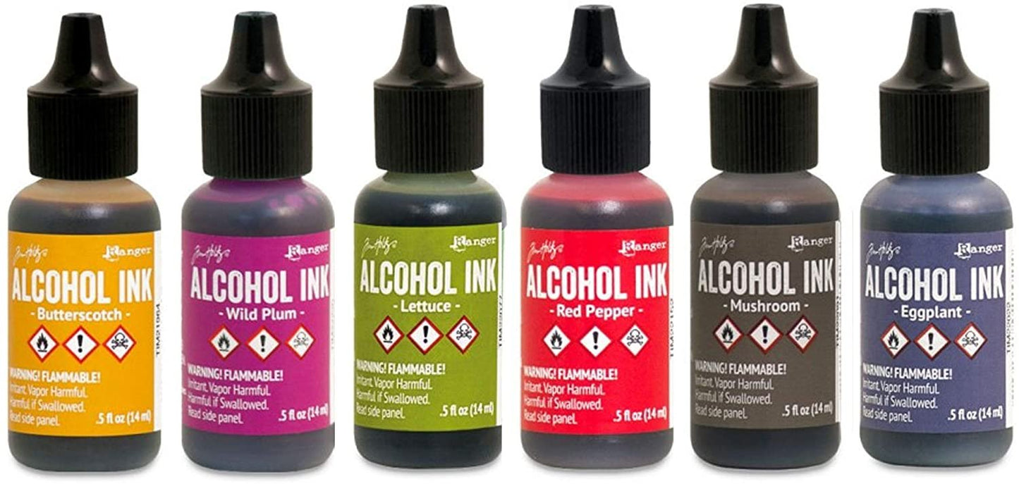 Alcohol Ink Set 7 Bottle Collection of Ranger Tim Holtz Alcohol Inks for Paper, Resin Epoxy Tinting, Petri Dish Making, 15ml/0.5-Ounce Alcohol Based Ink Each, Vibrant Colors and Metallic Mixitives