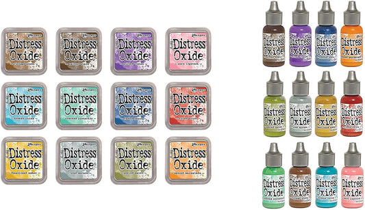 Distress Oxide Ink Pad and Reinker Bundle All 12 Colors - 24 Pack