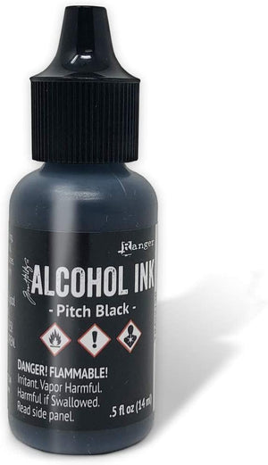 Black and White Alcohol Ink Set | Tim Holtz Ranger .5oz Snow Cap and Pitch Black Alcohol Ink with Pixiss Alcohol Ink Blending Tools