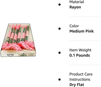 DMC 1008F-S776 Shiny Radiant Satin Floss, Medium Pink, 8.7-Yard