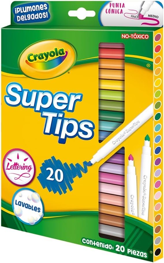 Crayola Super Tips Markers, Coloring Book Markers, 20 count